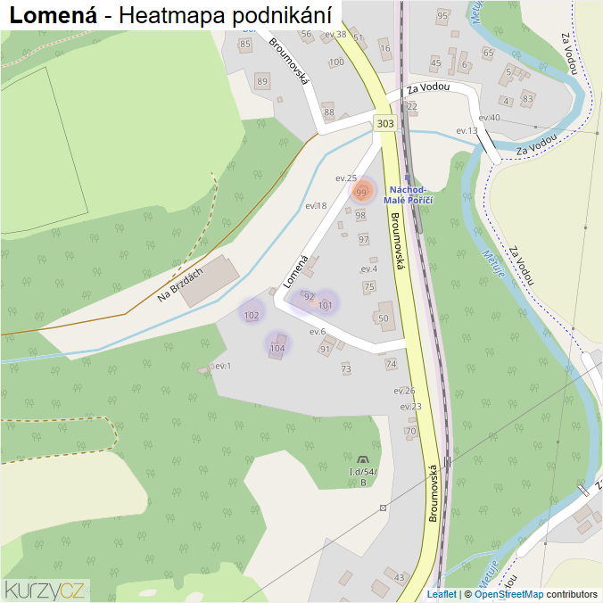 Mapa Lomená - Firmy v ulici.