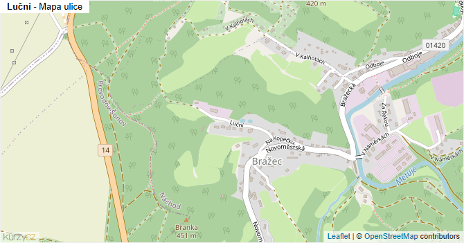 Luční - mapa ulice