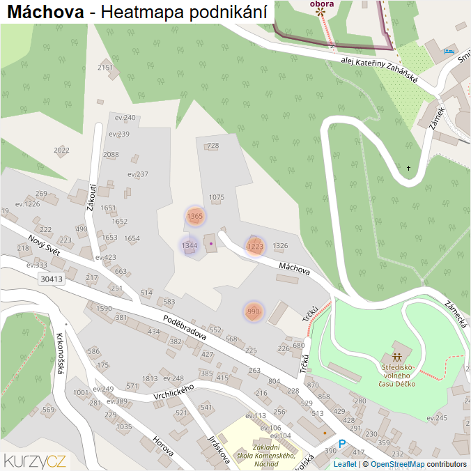 Mapa Máchova - Firmy v ulici.
