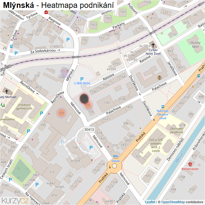 Mapa Mlýnská - Firmy v ulici.