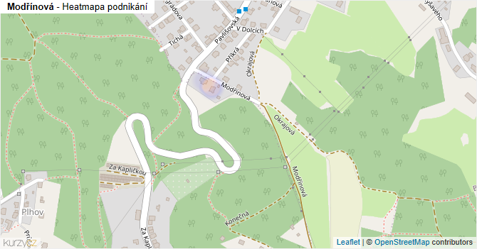 Modřínová - mapa podnikání