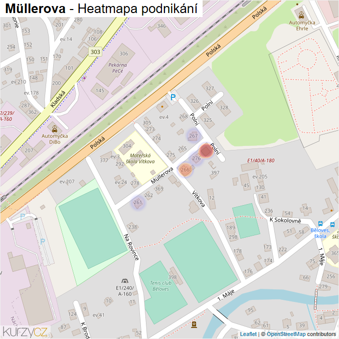 Mapa Müllerova - Firmy v ulici.