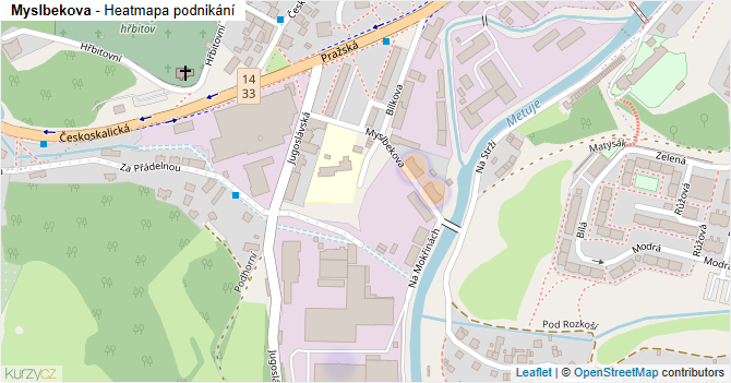 Myslbekova - mapa podnikání