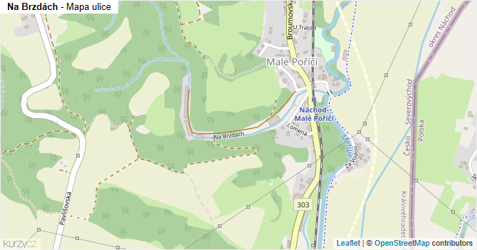 Na Brzdách - mapa ulice