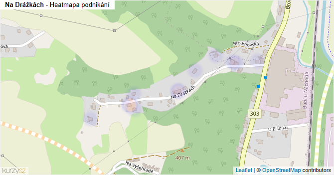 Na Drážkách - mapa podnikání
