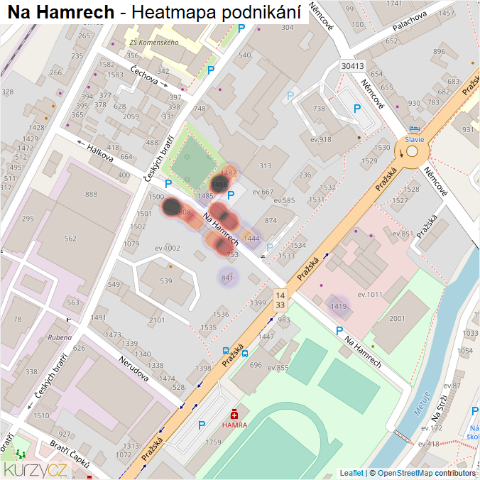 Mapa Na Hamrech - Firmy v ulici.