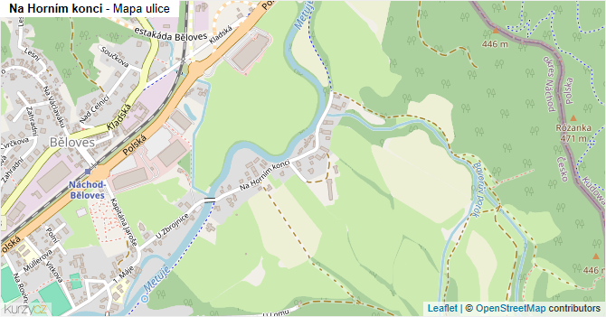 Na Horním konci - mapa ulice