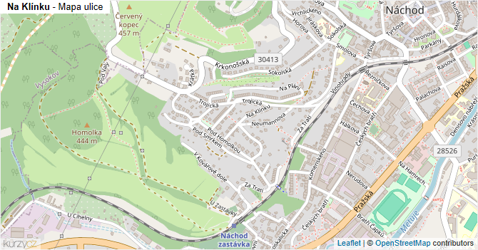 Na Klínku - mapa ulice