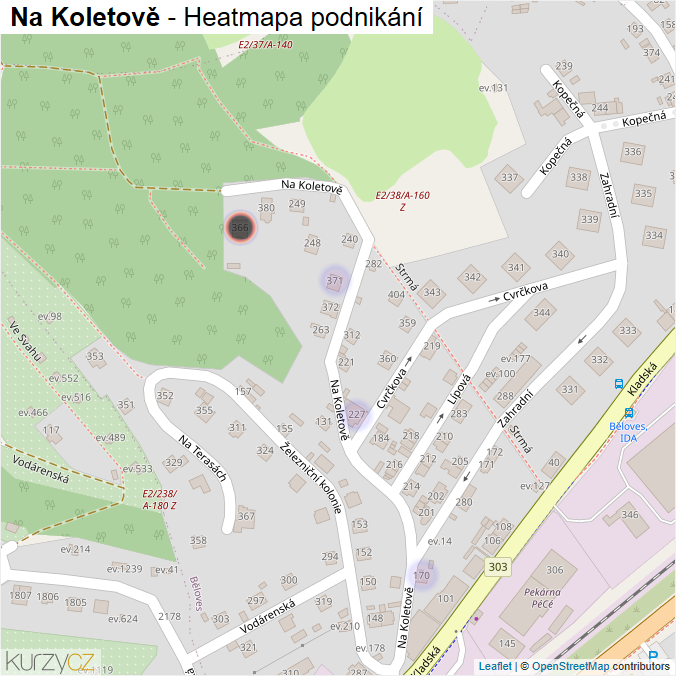 Mapa Na Koletově - Firmy v ulici.