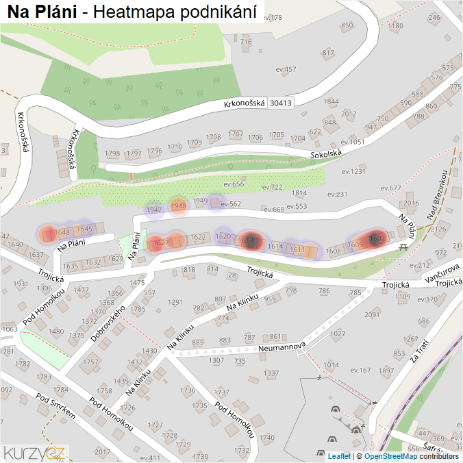 Mapa Na Pláni - Firmy v ulici.