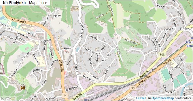 Na Přadýnku - mapa ulice