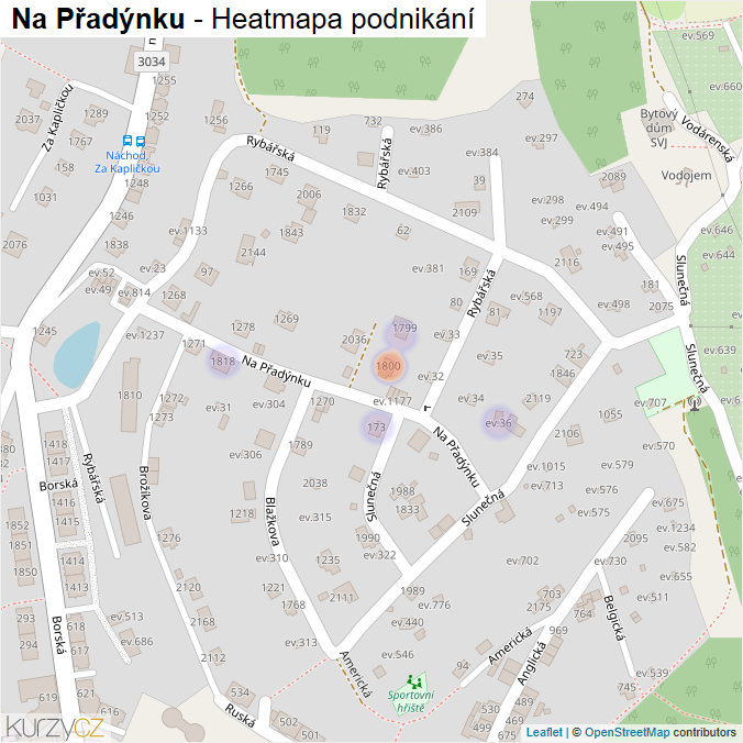 Mapa Na Přadýnku - Firmy v ulici.