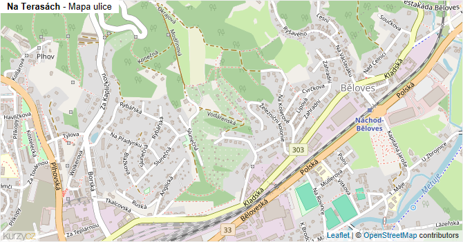 Na Terasách - mapa ulice