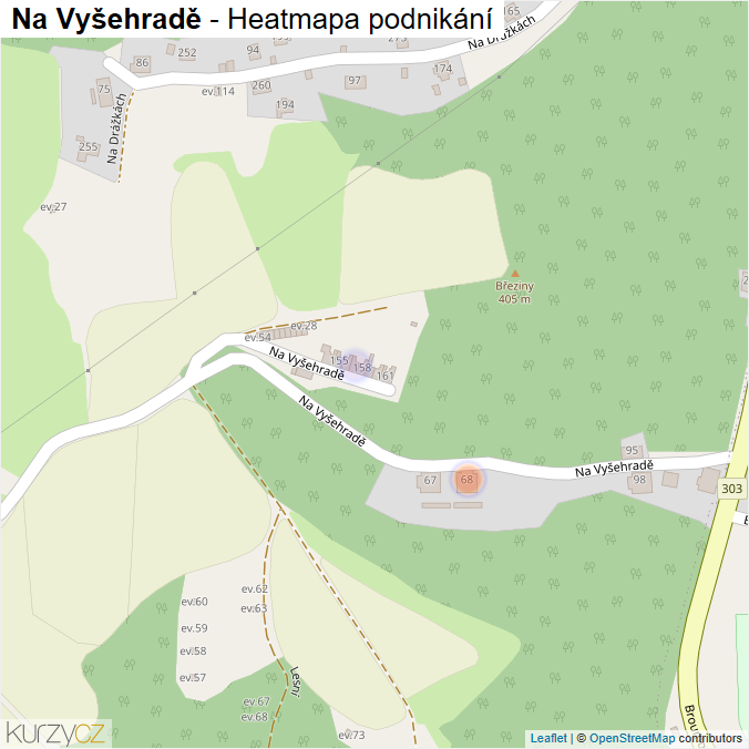 Mapa Na Vyšehradě - Firmy v ulici.