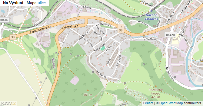 Na Výsluní - mapa ulice