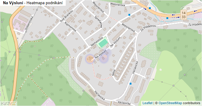 Na Výsluní - mapa podnikání