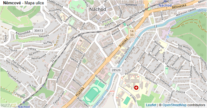 Němcové - mapa ulice