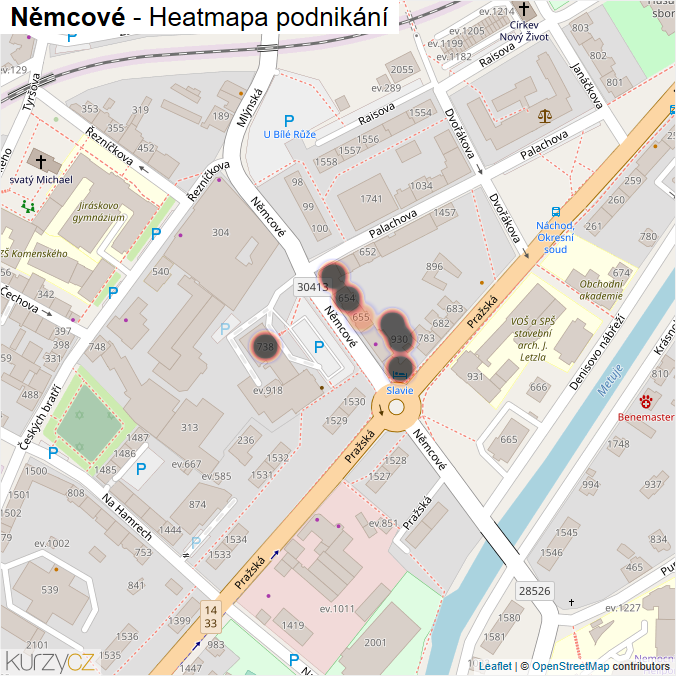 Mapa Němcové - Firmy v ulici.