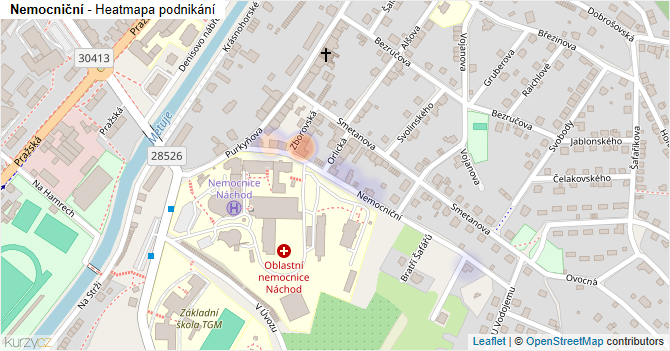 Nemocniční - mapa podnikání