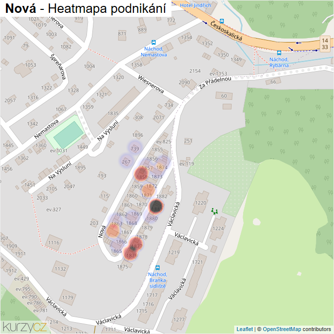 Mapa Nová - Firmy v ulici.