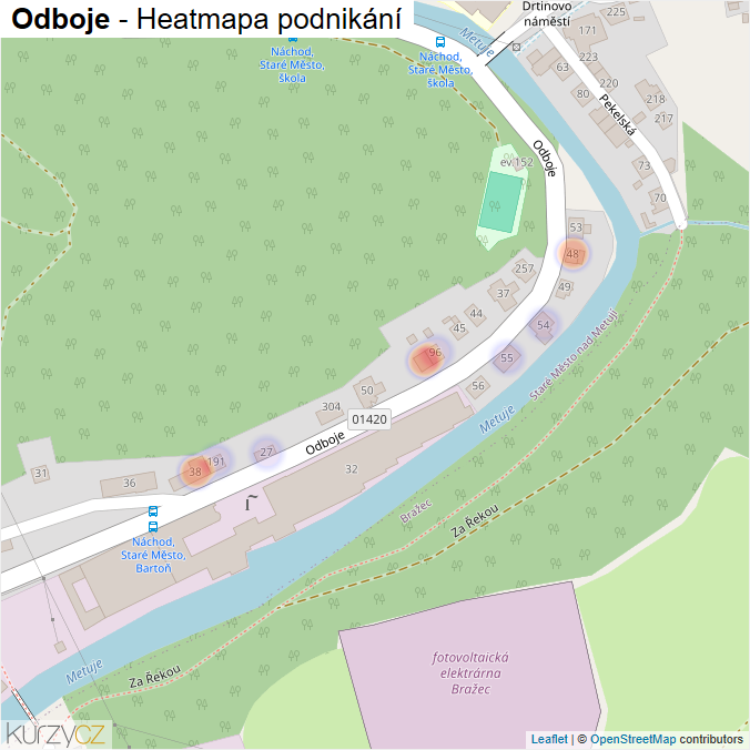 Mapa Odboje - Firmy v ulici.