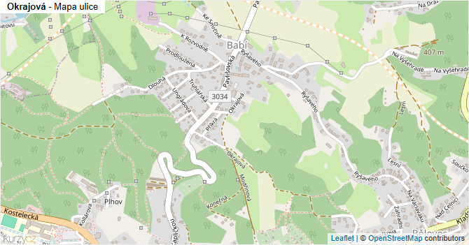 Okrajová - mapa ulice
