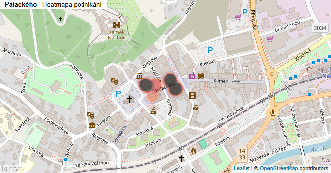 Palackého - mapa podnikání
