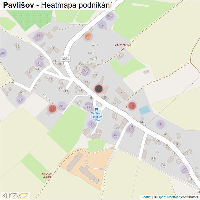 Mapa Pavlišov - Firmy v části obce.