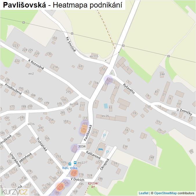 Mapa Pavlišovská - Firmy v ulici.
