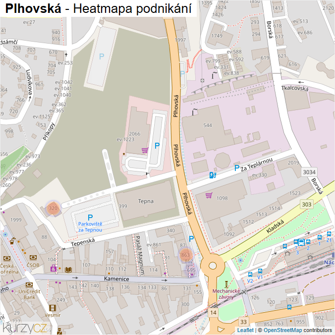 Mapa Plhovská - Firmy v ulici.