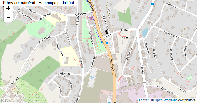 Plhovské náměstí - mapa podnikání