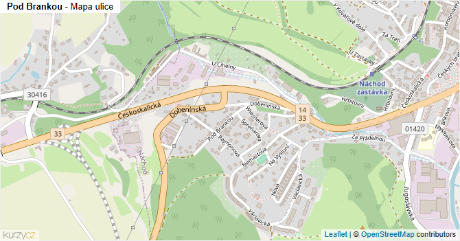 Pod Brankou - mapa ulice