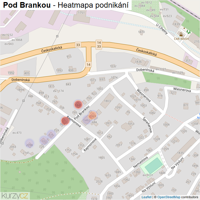 Mapa Pod Brankou - Firmy v ulici.