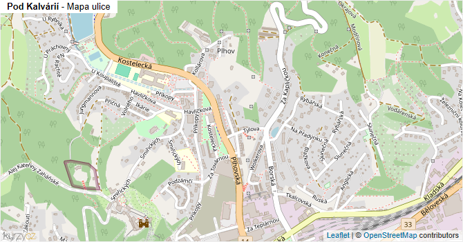 Pod Kalvárií - mapa ulice