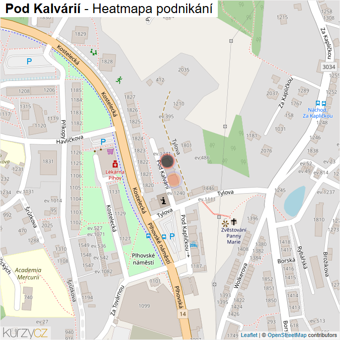 Mapa Pod Kalvárií - Firmy v ulici.