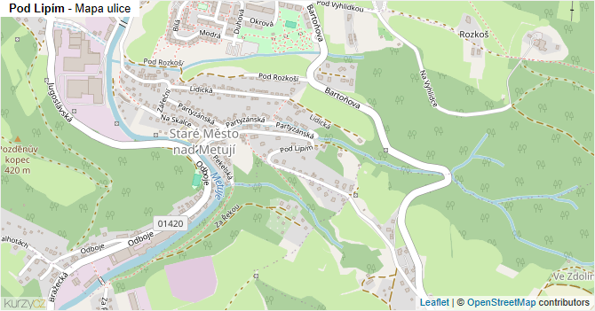 Pod Lipím - mapa ulice
