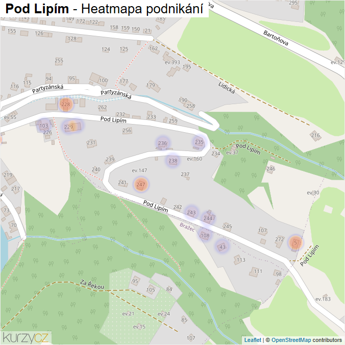 Mapa Pod Lipím - Firmy v ulici.