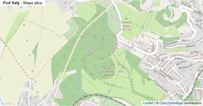 Pod Valy - mapa ulice