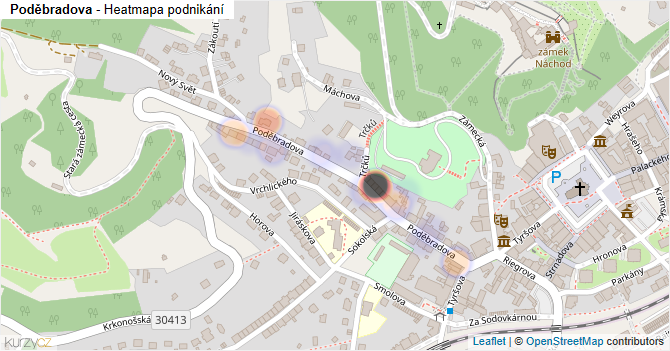Poděbradova - mapa podnikání