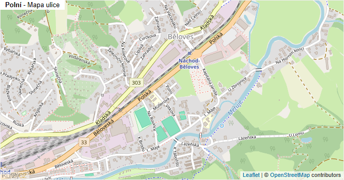 Polní - mapa ulice