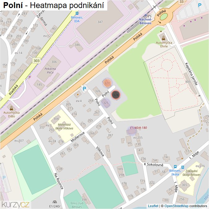 Mapa Polní - Firmy v ulici.