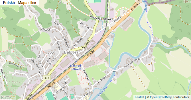 Polská - mapa ulice