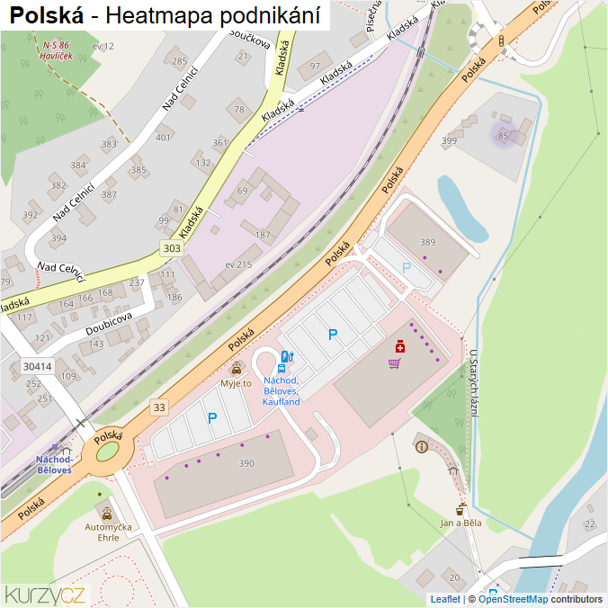Mapa Polská - Firmy v ulici.
