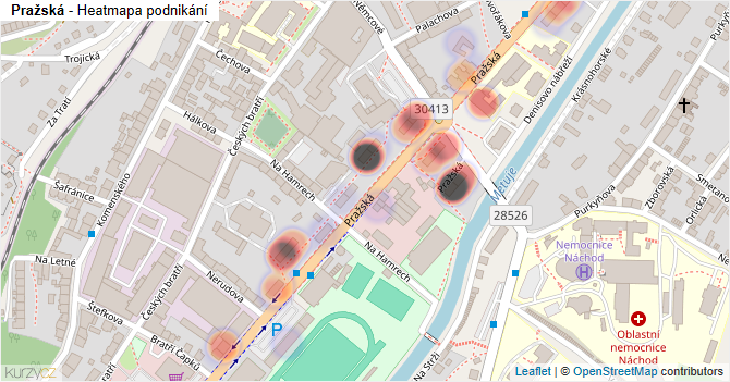 Pražská - mapa podnikání