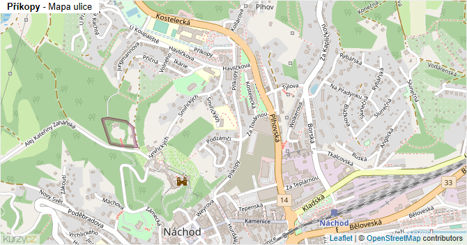 Příkopy - mapa ulice