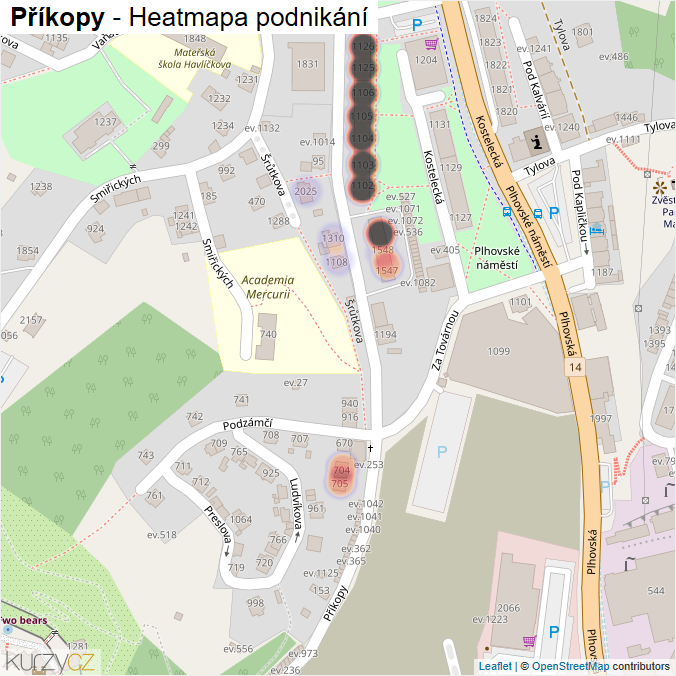 Mapa Příkopy - Firmy v ulici.