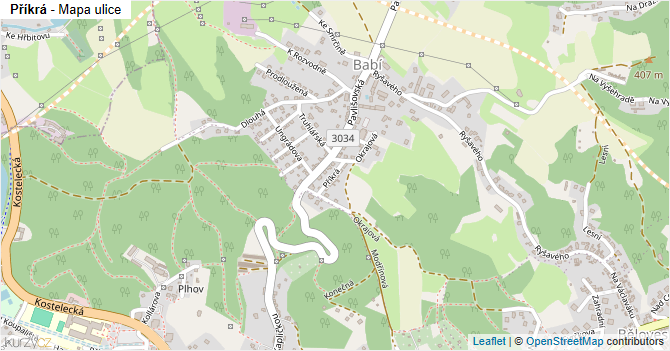 Příkrá - mapa ulice