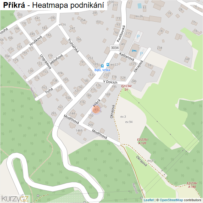 Mapa Příkrá - Firmy v ulici.
