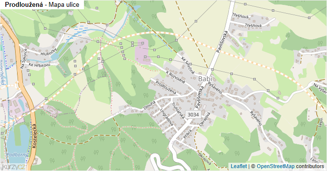 Prodloužená - mapa ulice
