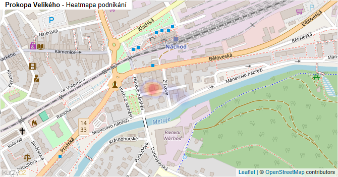 Prokopa Velikého - mapa podnikání